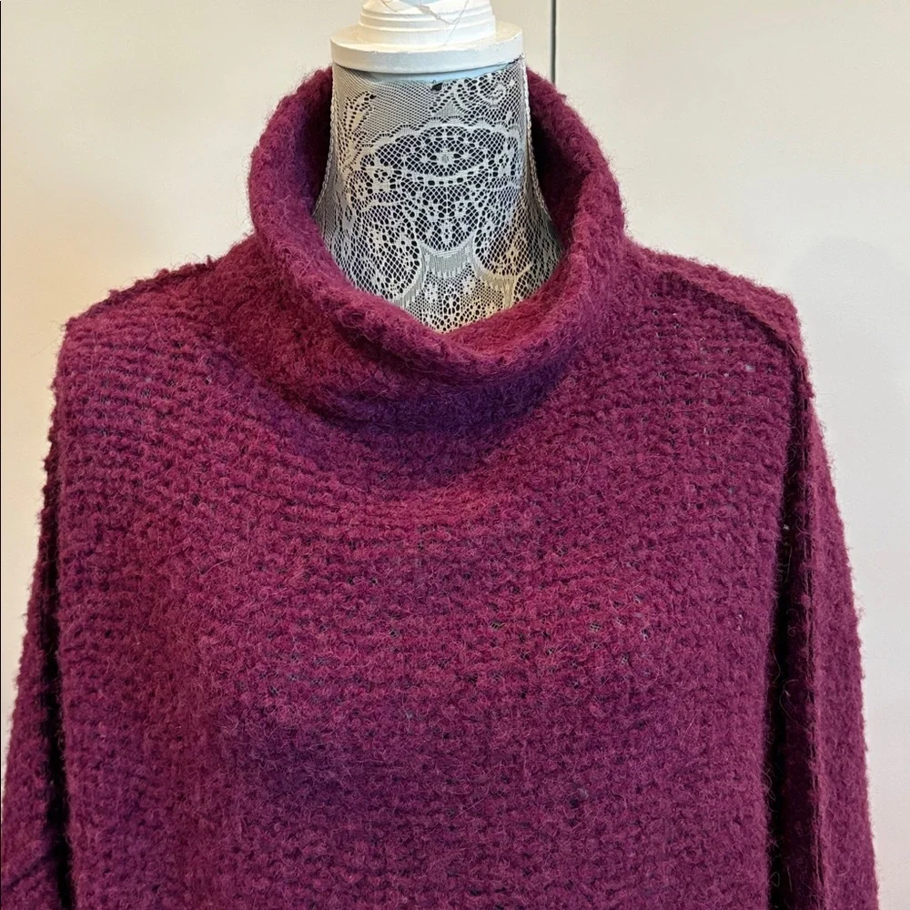 Free People She’s All That Alpaca Sweater Oversized Tunic Cowl Mock Neck XS